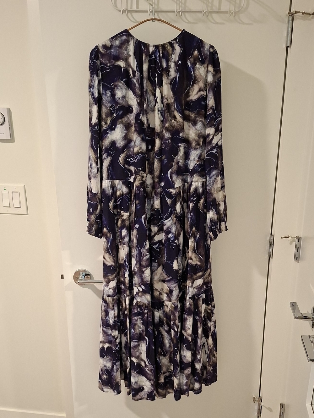 Wilfred Boho Purple Tie-dye/Marble-print "Barossa" Tiered Maxi Dress (US S) - Picture 6 of 9